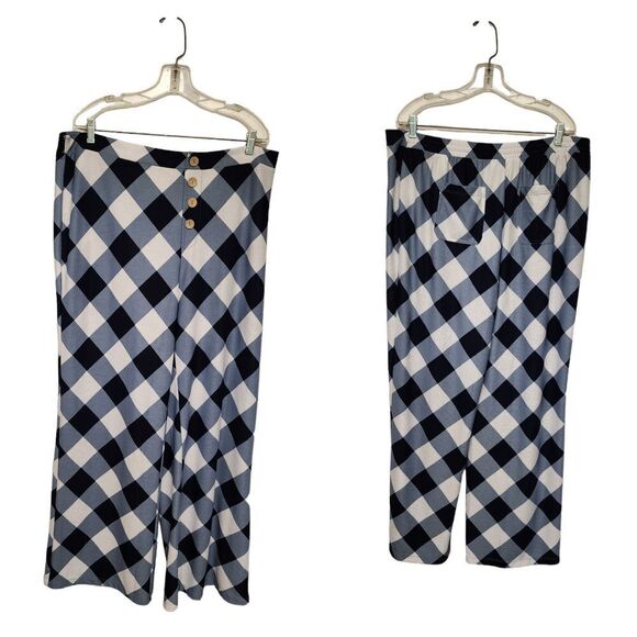 C East. 1946 Wide-Leg Pull-On Plaid Pants Color Multi Blue/White Size 18W/20W - Picture 1 of 5